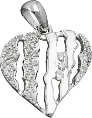 Image de Pendentif, coeur avec zirconias, argent 925