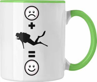 Produktbild von Trendation - Tauchen Tasse Geschenk für Taucher  :( + Tauchen = :) Lustige Geschenkidee Geburtstag (Grün)