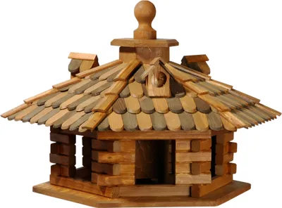 Produktbild von dobar Rustikales Vogelfutterhaus "Blockhaus", Vogelhaus mit Futtersilo, 68 x 59 x 46 cm, Kiefer, Braun
