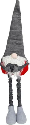 Produktbild von BURI Deko-Wichtel 84cm grau mit Teleskopbeinen und biegsamer Mütze Weihnachtswichtel höhenverstellbar 67-84cm Standwichtel Winterdeko Figur Stoffwichtel Metallbeine stabile Füße Weihnachtsdeko