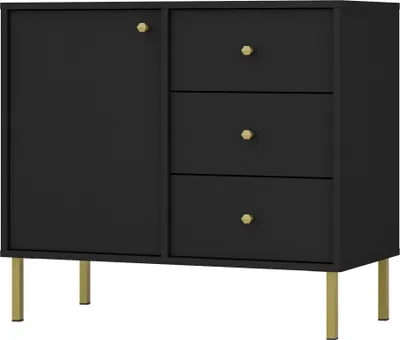 Produktbild von Masseno Kommode TORINO 84 cm Sideboard mit 3 Schubladen und 1 Türen für Wohnzimmer Schlafzimmer Modern 84x41x74 cm Graphitfarben / Graphitfarben