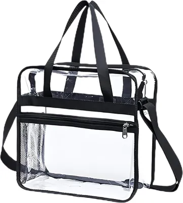 Image de Sac transparent en PVC, de couleur noire, idéal pour les festivals
