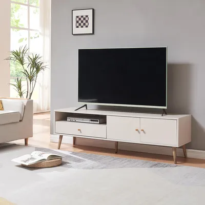 Produktbild von Fernsehschrank 'Hallevil' mit Schublade und 2 Türen 150 x 39 x 45 cm Weiß
