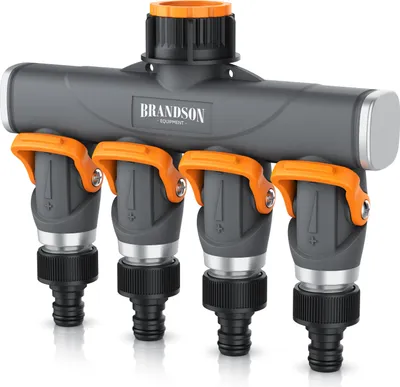 Immagine prodotto di Distributore a 4 vie Brandson, distributore per tubo da giardino, distributore dell'acqua, distributore per tubi, 3/4 - 1/2 pollice, distributore per rubinetto e tubo per l'irrigazione del giardino