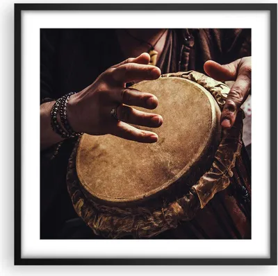 Produktbild von Gerahmtes Poster - Schwarzer Rahmen - Trommel Indien Musiker - 50x50 cm - Wand Bild - Wanddeko - Wandbilder - Kunstposter - Wandposter - Bilderrahmen - Bilder - Kunstdruck - P2BAC50x50-4866
