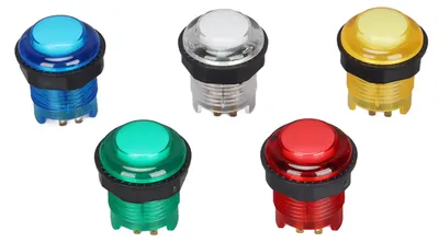 Produktbild von 5 Stück Arcade-Drucktasten, professionell, LED-beleuchtet, für Spielautomaten, 12 V