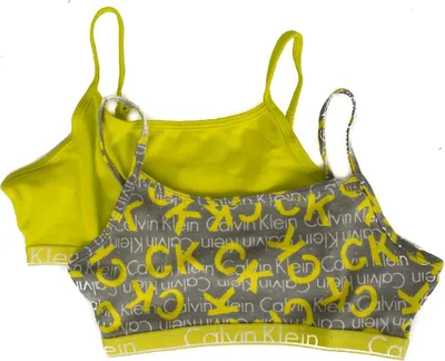 Immagine prodotto di Confezione 2 bralette bimba bambina femmina CK CALVIN KLEIN articolo G80G800033 MY CK 2 PACK STRING BR, Taglia S - anni 6 - 7, Cotone 95%,Spandex 5%