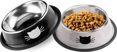 Produktbild von Katzennäpfe,2 Stück Futternapf Katze, Futternapf Katze Set,fressnäpfe Katzen doppel,Futterschüssel Katze,Fressnäpfe für Katzen Edelstahl  Weihnachtsge