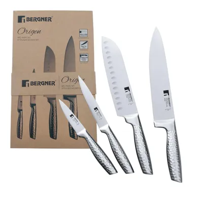 Produktbild von Bergner Origen 4-teiliges Messerset – Rostfreier Stahl mit ergonomischem Griff