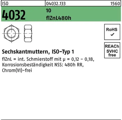 Produktbild von Sechskantmutter ISO 4032 M 18 13 zinklamellenbesch.