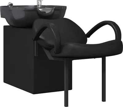 Image de vidaXL Chaise de salon de coiffure noire 136 x 60 x 92 cm PVC