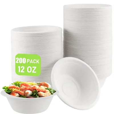 Zdjęcie produktu dla Kubeczki papierowe, 200 sztuk - jednorazowe - kompostowalne - biodegradowalne - wykonane z trzciny cukrowej - wyjątkowo wytrzymałe - kubeczki jednorazowe