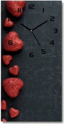 Produktbild von Wanduhr aus Glas – 30x60 cm - Glasbild - Glasuhr - Gehärtetes Glas -Herzen an der Tafel