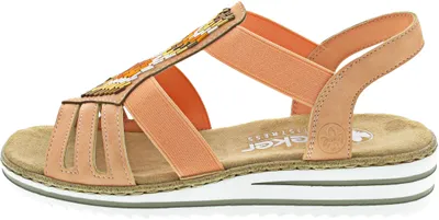 Produktbild von Rieker V0651-38  Damen, Sandalen, Keilsandaletten, Synthetik, Orange, - Damenschuhe Sandalette / Sling, Rot
