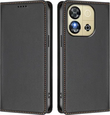 Image de Étui en cuir pour Oukitel C57S / C57 Pro, étui à rabat magnétique en cuirPolyuréthaneavec support, noir