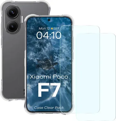 Produktbild von Schutzhülle + 2x gehärtetes Glas für Xiaomi POCO F7, Bizon Case Clear Pack, Transparent