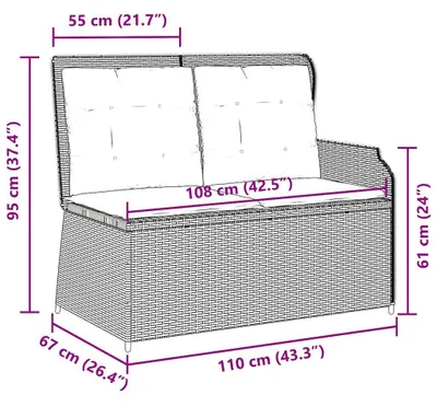 Produktbild von vidaXL Gartenbank Verstellbar mit Kissen Braun Poly Rattan