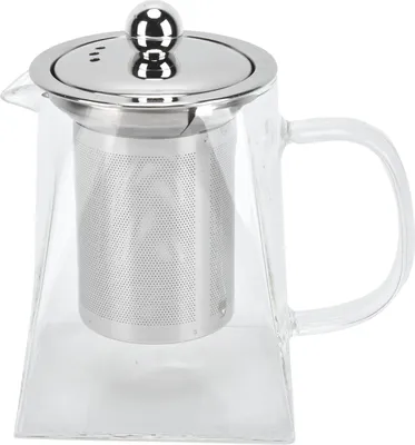 Obrázok produktu pre Priehľadná sklenená kanvica s odnímateľným filtrom z nehrdzavejúcej ocele 304 pre domácnosť a kanceláriu, 550 ml