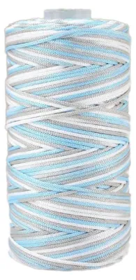 Produktbild von Feines Häkelgarn aus Hanfseide, 100g, Grauweißblau