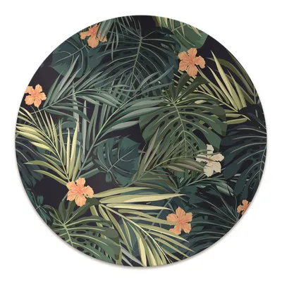Obrázek produktu pro Kulatá ochranná podložka na podlahu - Ochranná podložka na židli - Podložka na podlahu - 140x100 cm - Květy a listy