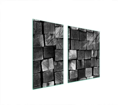 Image de Plaques de recouvrement pour cuisinière 2 pièces 90x52 Couverture pour champ vitrocéramique Verre Planche à découper Bois Noir