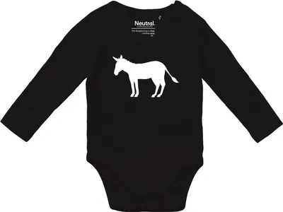 Produktbild von Huuraa Baby Body Esel Silhouette 62 Black  Baumwolle Fairtrade Langarmbody Geschenkidee