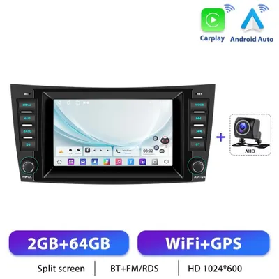 Immagine prodotto di Autoradio per Classe E W211/W219 2002–2009 - 2-DIN Android 13 CarPlay - Touchscreen da 17,8 cm - 2 GB di RAM e 64 GB di ROM - Telecamera di retromarcia - Comandi al volante