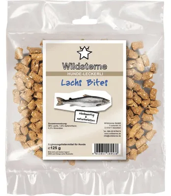 Produktbild von Wildsterne Bites Lachs | Hundeleckerli aus besonders viel Lachs | ideal für sensible Hunde | 125 g
