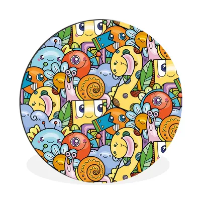 Produktbild von MuchoWow® Aluminium Wandkreis Design - Tiere - Blumen - Lustig - Junge - Mädchen Ø 30 cm Wanddeko Modern Wohnzimmer - Wand Bild - Wohnzimmer - Runde Bilder - Alubilder - Kunst für zu Hause - Aluminium - Wanddekoration