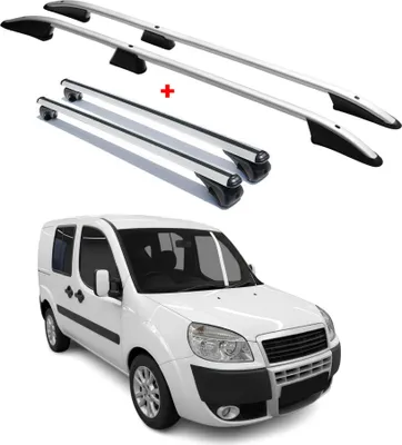 Obrázok produktu pre Sada strešných nosičov pre Fiat Doblo I 2000–2010 L1 s krátkym rázvorom, hliník, sivá, 4x