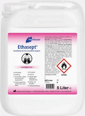 Zdjęcie produktu dla 2 szt. środka do dezynfekcji rąk Meditrade Ethasept® – 5 litrów | Kanister (5000 ml) – 4250016464198