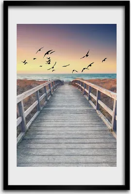 Produktbild von Bild - Bilderrahmen - 40 cm x 60 cm - MDF - Rahmen - Wandkunst - Weg zum Strand