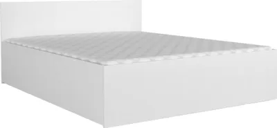 A white bed frame with a mattress on a white background.