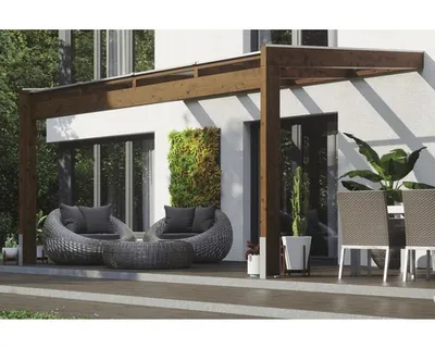 Produktbild von Terrassenüberdachung SKAN HOLZ Novara mit Pfostenlaschen 450x259 cm nussbaum