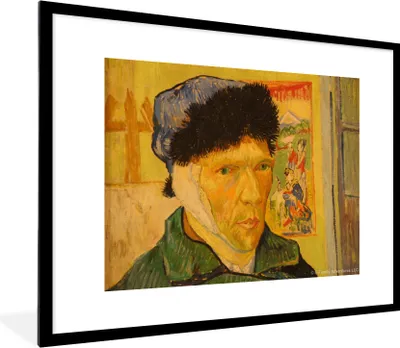Produktbild von MuchoWow® MuchoWow® Gerahmtes Poster Selbstbildnis mit verbundenem Ohr - Vincent van Gogh 80x60 cm - Poster mit zchwarzem Bilderrahmen - Schlafzimmer-Dekorationen - Fotoposter
