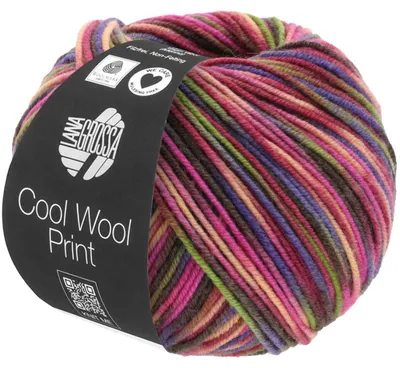 Produktbild von Lana Grossa - Cool Wool Print 0749 weinrot pink oliv blauviolett lachs mokka