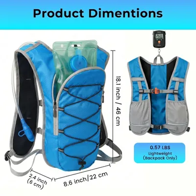 Productafbeelding van Rugzak met 2 liter drinkzak, lichtgewicht, reflecterend, geschikt voor trailrunning, wandelen en joggen