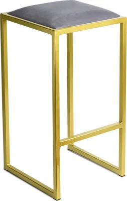 Produktbild von FERRO Barhocker 64 cm Gold - Grau – Moderner Metall Barstuhl ohne Lehne im Loft-Stil mit Gepolstertem Sitz