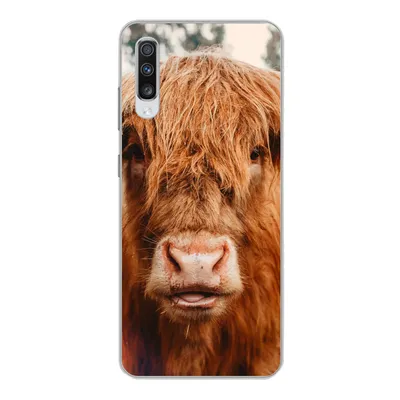 Produktbild von MuchoWow® Handyhülle Schutzhülle Hülle für Samsung Galaxy A70 Kuh - Schottischer Hochländer - Hörner - Braun - Landschaft Silikon Softcase Handy Hülle - Schutzhaube
