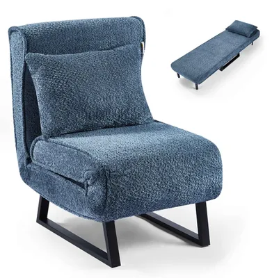 Zdjęcie produktu dla Fotel Makika sofa rozkładana Lea - Boucle w kolorze niebieskim