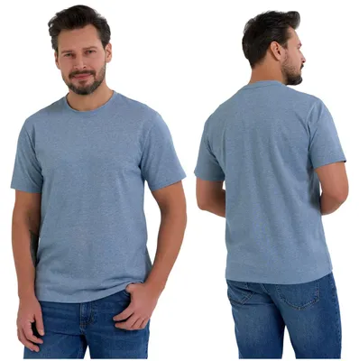 Produktbild von T-Shirt - Herren T-Shirt Größe L - T-Shirt meliert blau - Kurzarm T-Shirt - T-Shirt Baumwolle