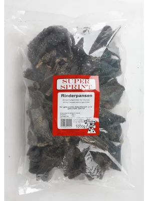 Produktbild von 12x Supersprint Getrockneter Rinderpansen 1kg Hundeleckerlis Kausnack Zähne Zahn