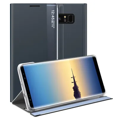 Obrázek produktu pro Galaxy Note 8 Pouzdro, Slim Flip Kožené Pouzdro s Okénkem a Stojánkem pro Samsung Galaxy Note 8 Námořnická modrá