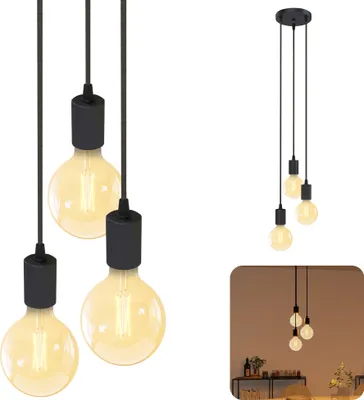 Produktbild von SSC-LUXon PARU Hängeleuchte 3-flammig Retro - Industrial Style Pendellampe inkl. Smart Home CCT LED Birnen Wifi App Steuerung