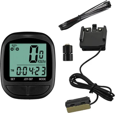 Obrázok produktu pre Káblový tachometer na bicykel, vodotesný LCD displej, viacero funkcií, meranie rýchlosti, vzdialenosti, času jazdy, počítač, kilometre