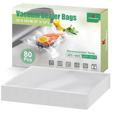 Productafbeelding van Vacuümzakken voor voedsel - 20 x 30 cm - 80 stuks - 175 µm - Sous vide