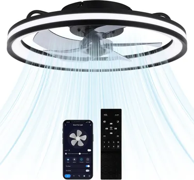 Immagine prodotto di TolleTour 48CM ventilatore da soffitto con illuminazione a LED e telecomando ventilatore lampada da soffitto nero
