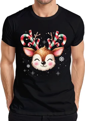 Produktbild von Rentier Zuckerstange Süß Schnee - Weihnachten Weihnachtsgeschenk Christmas Herren T-Shirt, Schwarz, XL