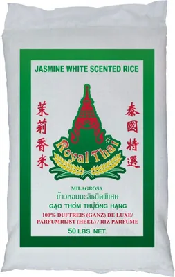 Produktbild von [ 22,7kg ] ROYAL THAI Langkorn Duftreis (ganz) DE LUXE / Jasmin White Scented Rice