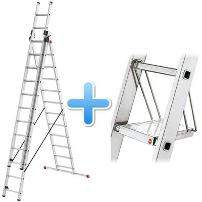 Produktbild von Hailo HobbyStep combi Kombileiter 3x12 Sprossen inkl. Tritt